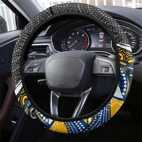 Parramatta Eels Steering Wheel Cover The Scream of Lightning Eyes - Indigenous Dot Ripping Effect