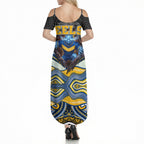 Parramatta Eels Summer Maxi Dress The Scream of Lightning Eyes - Indigenous Dot Ripping Effect