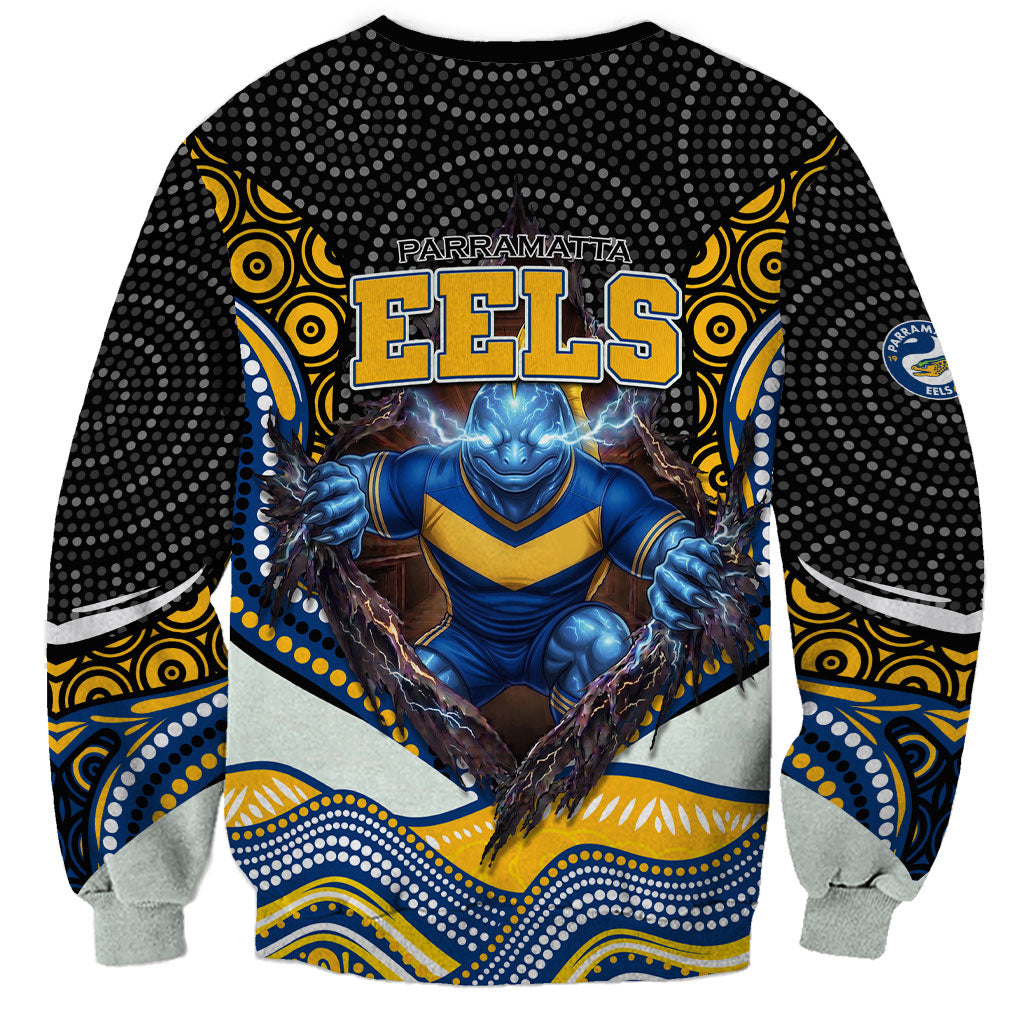 Parramatta Eels Sweatshirt The Scream of Lightning Eyes - Indigenous Dot Ripping Effect