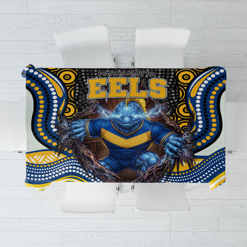 Parramatta Eels Tablecloth The Scream of Lightning Eyes - Indigenous Dot Ripping Effect
