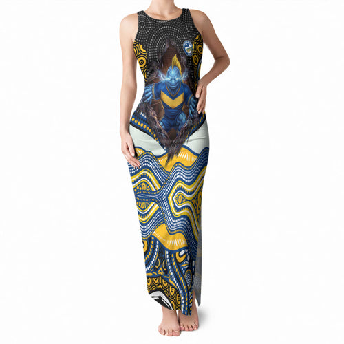 Parramatta Eels Tank Maxi Dress The Scream of Lightning Eyes - Indigenous Dot Ripping Effect