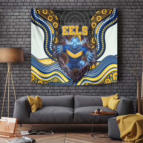 Parramatta Eels Tapestry The Scream of Lightning Eyes - Indigenous Dot Ripping Effect