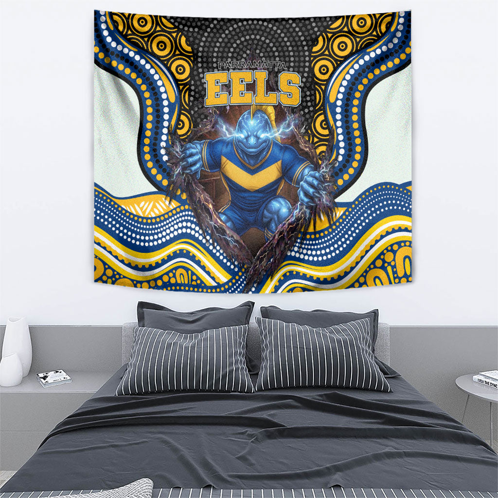 Parramatta Eels Tapestry The Scream of Lightning Eyes - Indigenous Dot Ripping Effect