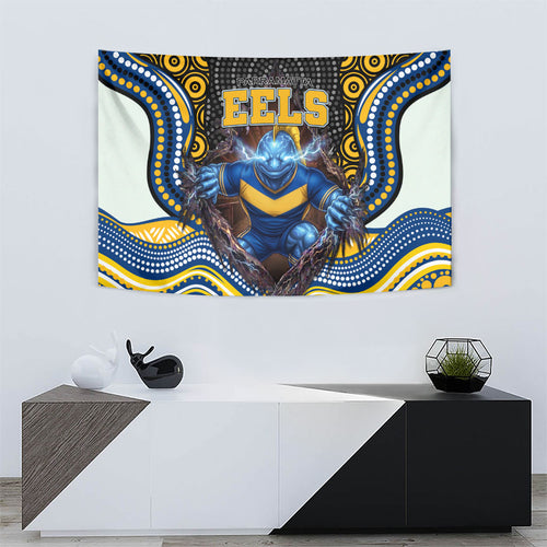 Parramatta Eels Tapestry The Scream of Lightning Eyes - Indigenous Dot Ripping Effect