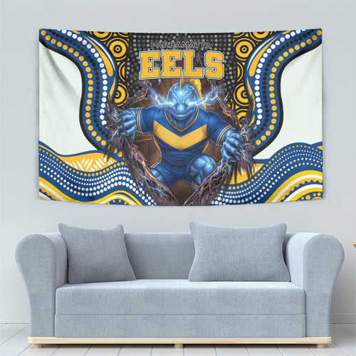 Parramatta Eels Tapestry The Scream of Lightning Eyes - Indigenous Dot Ripping Effect