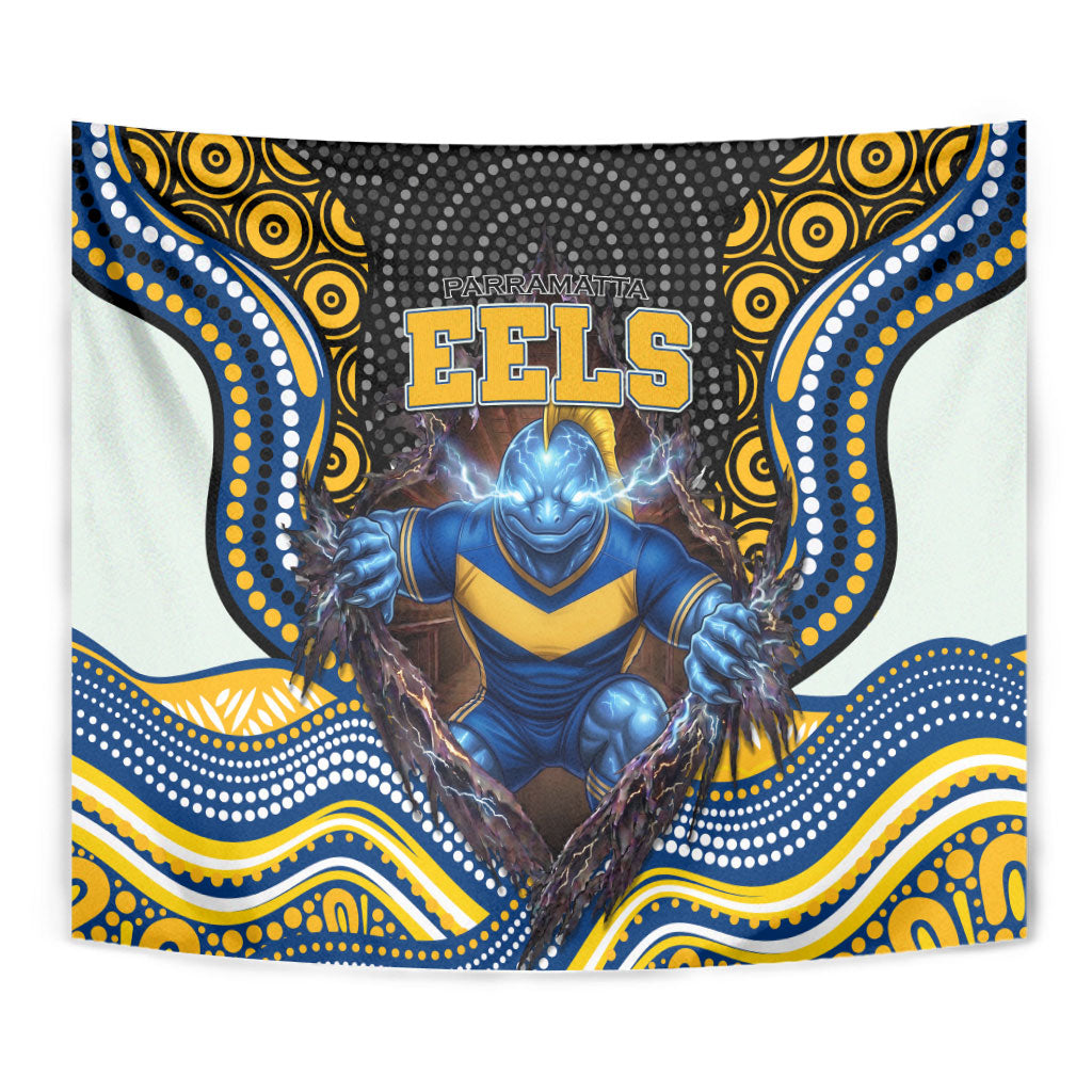 Parramatta Eels Tapestry The Scream of Lightning Eyes - Indigenous Dot Ripping Effect