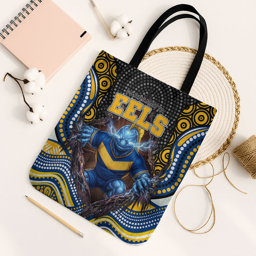 Parramatta Eels Tote Bag The Scream of Lightning Eyes - Indigenous Dot Ripping Effect