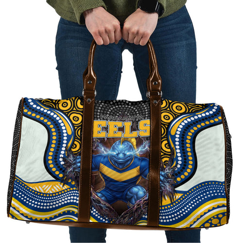 Parramatta Eels Travel Bag The Scream of Lightning Eyes - Indigenous Dot Ripping Effect