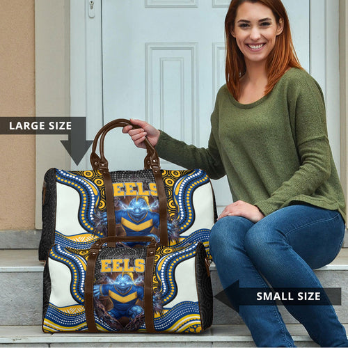 Parramatta Eels Travel Bag The Scream of Lightning Eyes - Indigenous Dot Ripping Effect