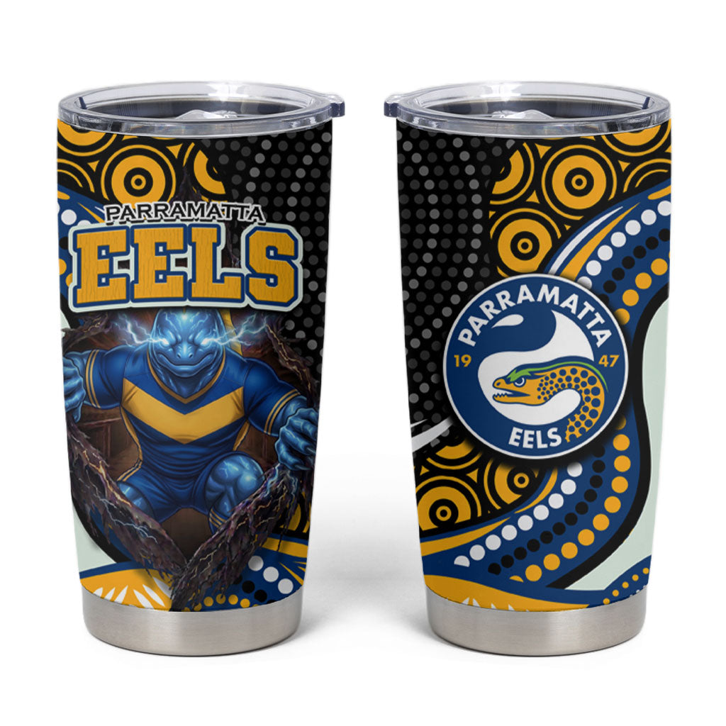 Parramatta Eels Tumbler Cup The Scream of Lightning Eyes - Indigenous Dot Ripping Effect