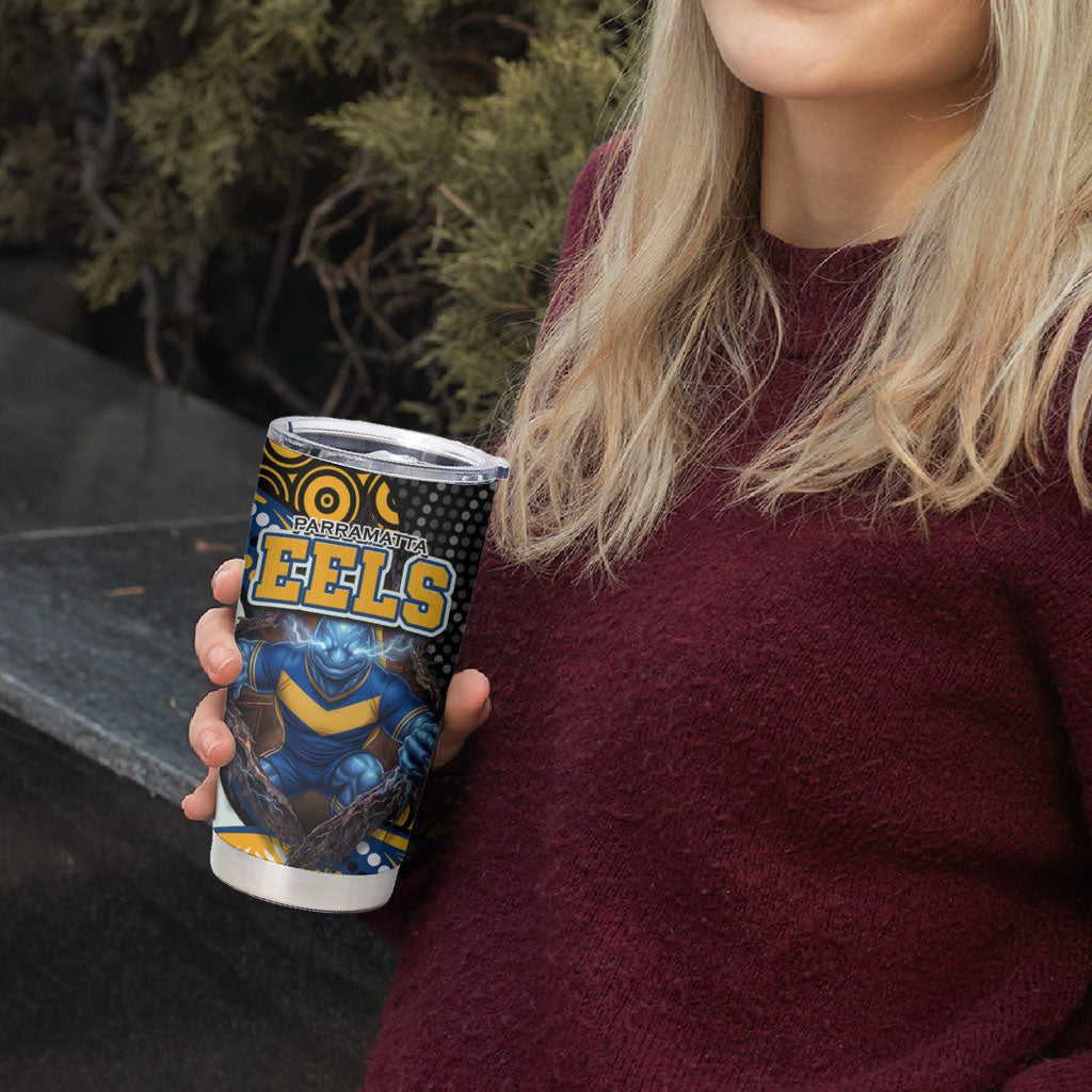 Parramatta Eels Tumbler Cup The Scream of Lightning Eyes - Indigenous Dot Ripping Effect