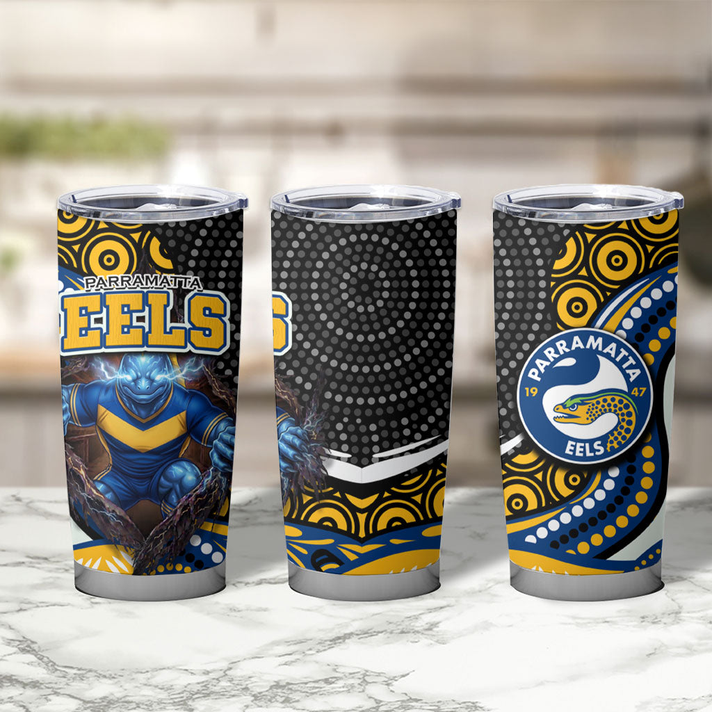 Parramatta Eels Tumbler Cup The Scream of Lightning Eyes - Indigenous Dot Ripping Effect