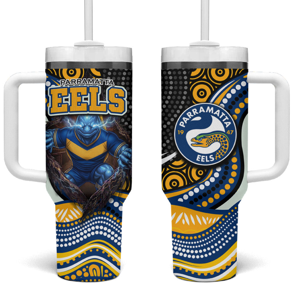 Parramatta Eels Tumbler With Handle The Scream of Lightning Eyes - Indigenous Dot Ripping Effect
