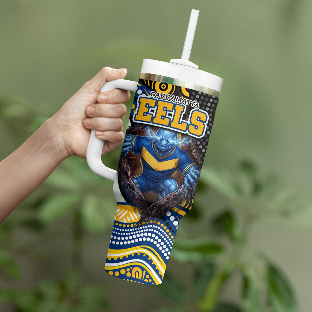 Parramatta Eels Tumbler With Handle The Scream of Lightning Eyes - Indigenous Dot Ripping Effect
