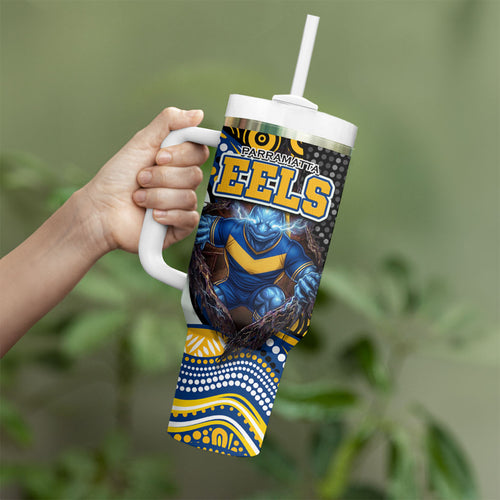 Parramatta Eels Tumbler With Handle The Scream of Lightning Eyes - Indigenous Dot Ripping Effect