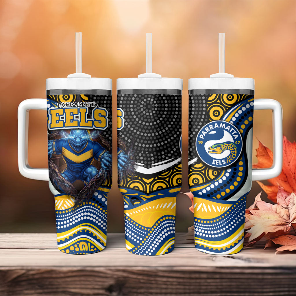 Parramatta Eels Tumbler With Handle The Scream of Lightning Eyes - Indigenous Dot Ripping Effect