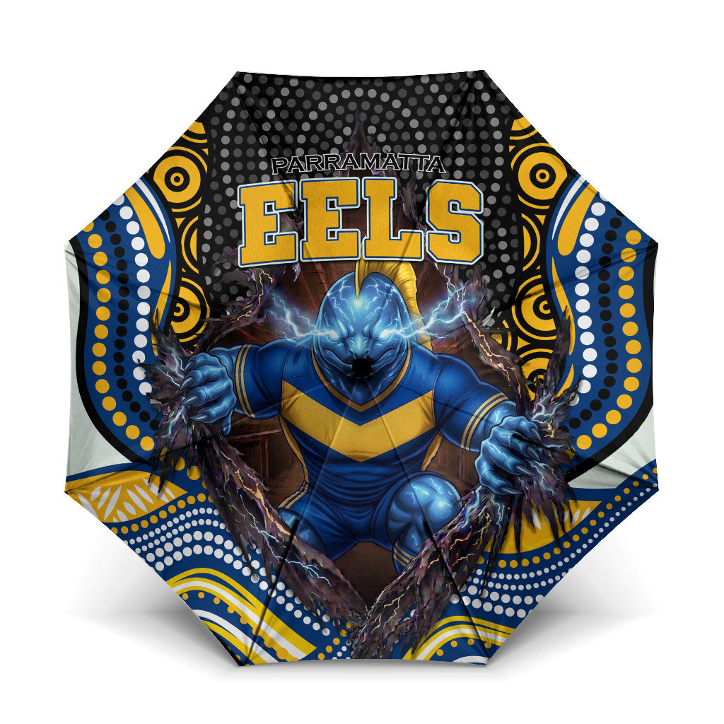 Parramatta Eels Umbrella The Scream of Lightning Eyes - Indigenous Dot Ripping Effect