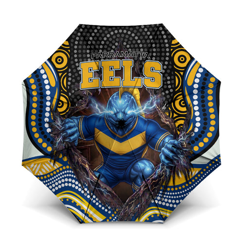 Parramatta Eels Umbrella The Scream of Lightning Eyes - Indigenous Dot Ripping Effect