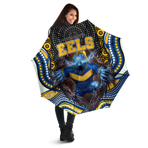 Parramatta Eels Umbrella The Scream of Lightning Eyes - Indigenous Dot Ripping Effect
