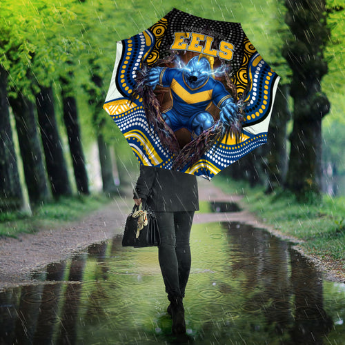 Parramatta Eels Umbrella The Scream of Lightning Eyes - Indigenous Dot Ripping Effect