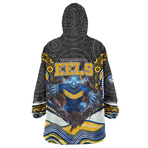 Parramatta Eels Wearable Blanket Hoodie The Scream of Lightning Eyes - Indigenous Dot Ripping Effect