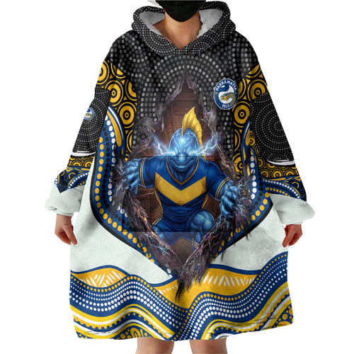 Parramatta Eels Wearable Blanket Hoodie The Scream of Lightning Eyes - Indigenous Dot Ripping Effect