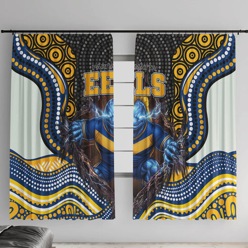 Parramatta Eels Window Curtain The Scream of Lightning Eyes - Indigenous Dot Ripping Effect