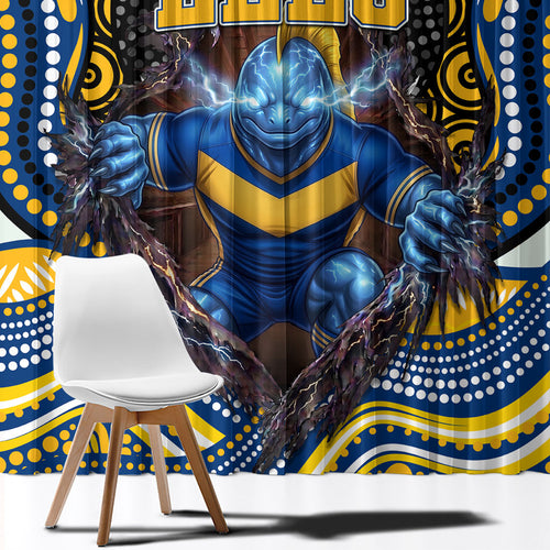 Parramatta Eels Window Curtain The Scream of Lightning Eyes - Indigenous Dot Ripping Effect