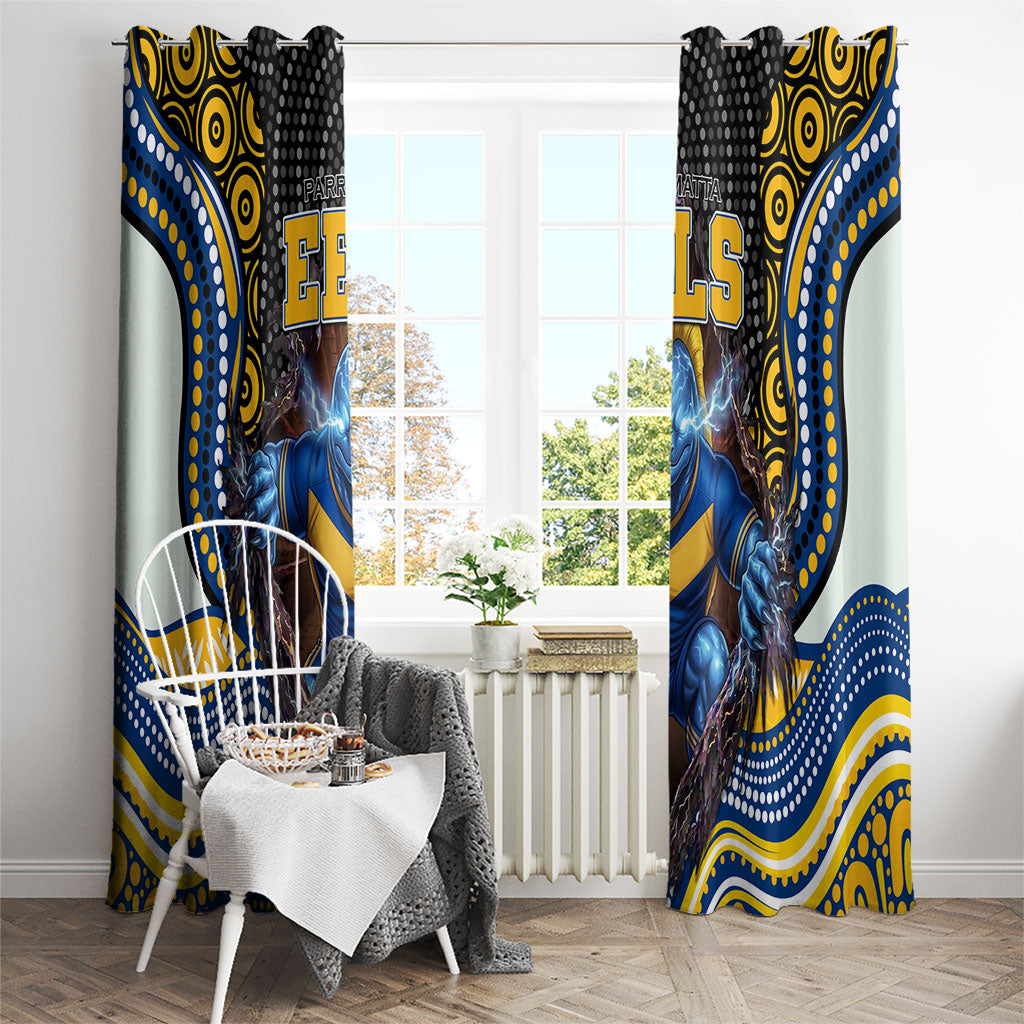 Parramatta Eels Window Curtain The Scream of Lightning Eyes - Indigenous Dot Ripping Effect