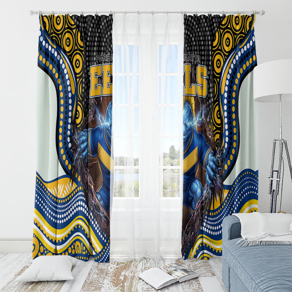 Parramatta Eels Window Curtain The Scream of Lightning Eyes - Indigenous Dot Ripping Effect