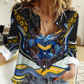 Parramatta Eels Women Casual Shirt The Scream of Lightning Eyes - Indigenous Dot Ripping Effect