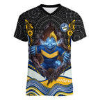 Parramatta Eels Women V-Neck T-Shirt The Scream of Lightning Eyes - Indigenous Dot Ripping Effect