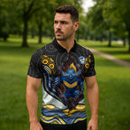 Parramatta Eels Zipper Polo Shirt The Scream of Lightning Eyes - Indigenous Dot Ripping Effect