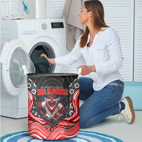 St George Illawarra Dragons Laundry Basket The Scream of Lightning Eyes - Indigenous Dot Ripping Effect