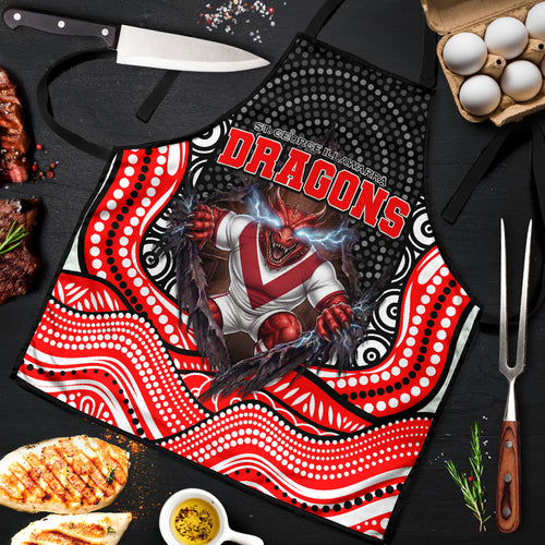 St George Illawarra Dragons Apron The Scream of Lightning Eyes - Indigenous Dot Ripping Effect