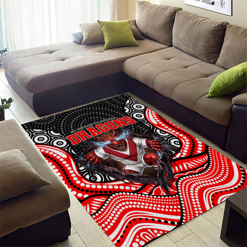 St George Illawarra Dragons Area Rug The Scream of Lightning Eyes - Indigenous Dot Ripping Effect