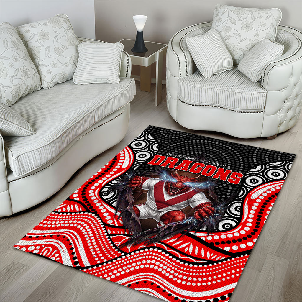St George Illawarra Dragons Area Rug The Scream of Lightning Eyes - Indigenous Dot Ripping Effect