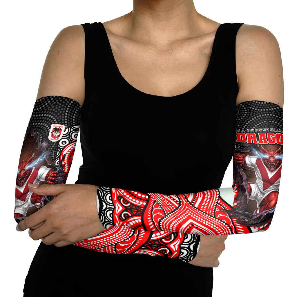 St George Illawarra Dragons Arm Sleeves The Scream of Lightning Eyes - Indigenous Dot Ripping Effect