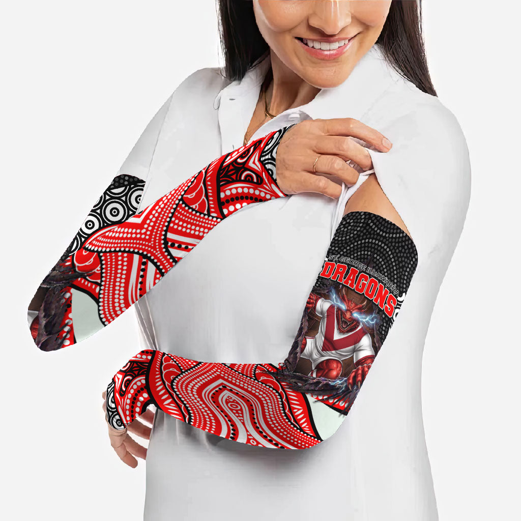 St George Illawarra Dragons Arm Sleeves The Scream of Lightning Eyes - Indigenous Dot Ripping Effect