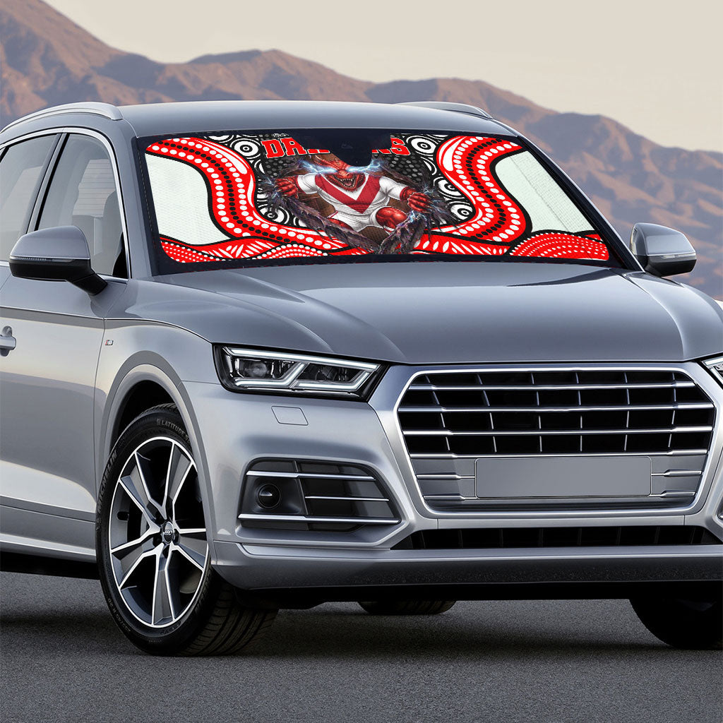 St George Illawarra Dragons Auto Sun Shade The Scream of Lightning Eyes - Indigenous Dot Ripping Effect
