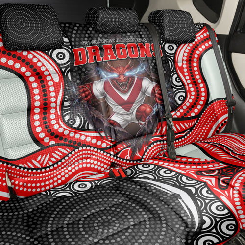 St George Illawarra Dragons Back Car Seat Cover The Scream of Lightning Eyes - Indigenous Dot Ripping Effect