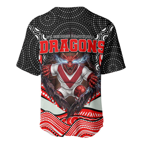 St George Illawarra Dragons Baseball Jersey The Scream of Lightning Eyes - Indigenous Dot Ripping Effect