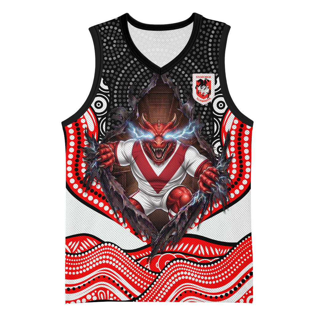 St George Illawarra Dragons Basketball Jersey The Scream of Lightning Eyes - Indigenous Dot Ripping Effect
