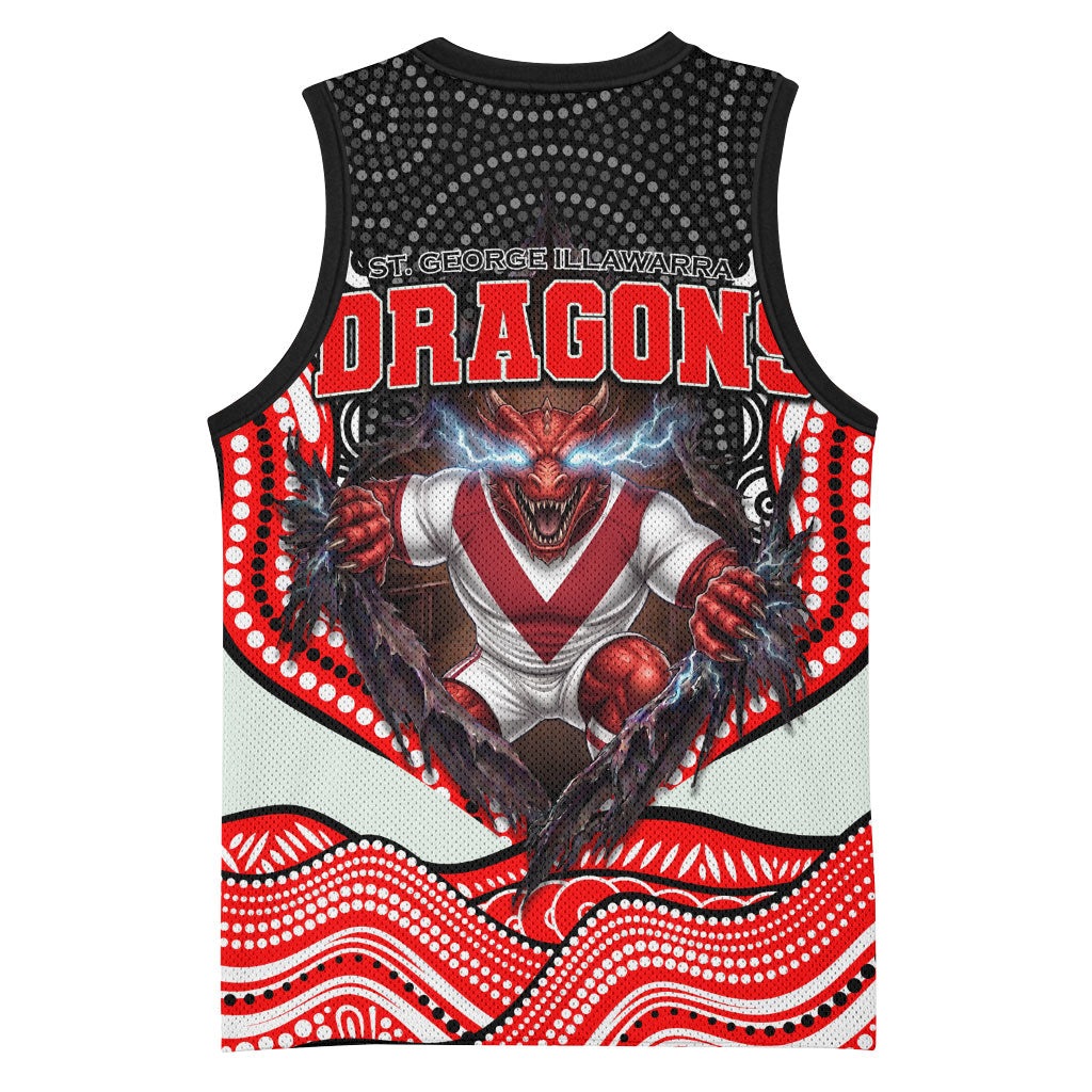 St George Illawarra Dragons Basketball Jersey The Scream of Lightning Eyes - Indigenous Dot Ripping Effect