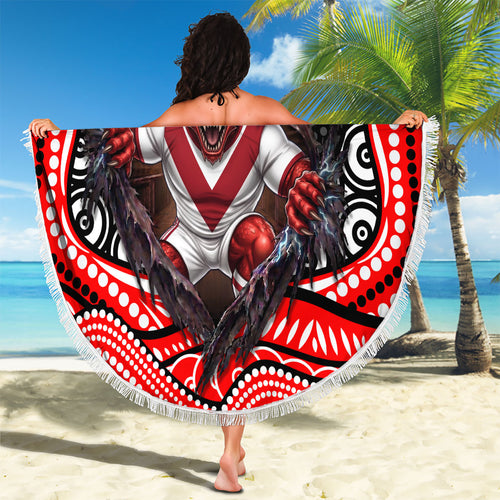St George Illawarra Dragons Beach Blanket The Scream of Lightning Eyes - Indigenous Dot Ripping Effect