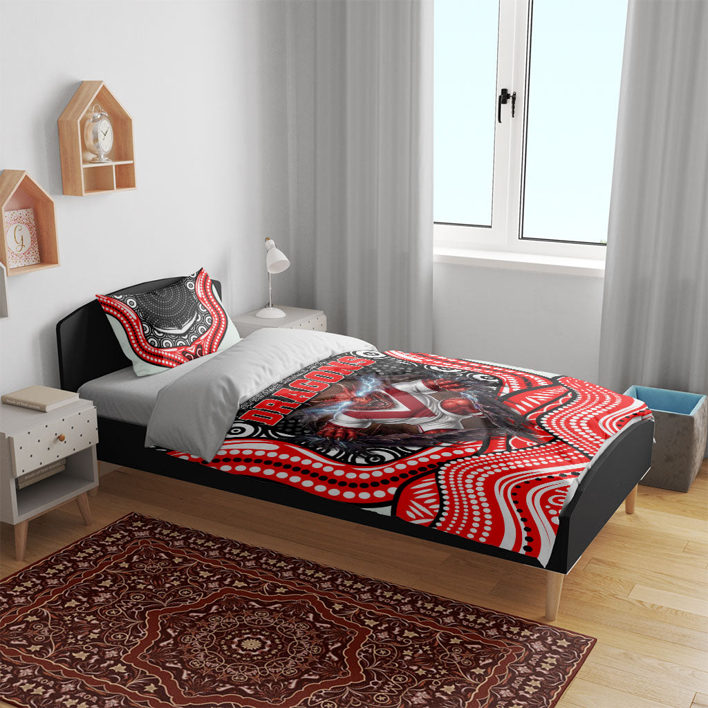 St George Illawarra Dragons Bedding Set The Scream of Lightning Eyes - Indigenous Dot Ripping Effect