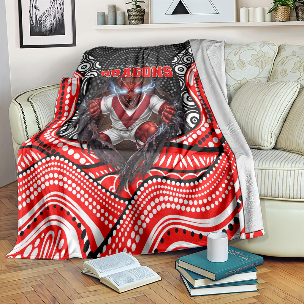 St George Illawarra Dragons Blanket The Scream of Lightning Eyes - Indigenous Dot Ripping Effect