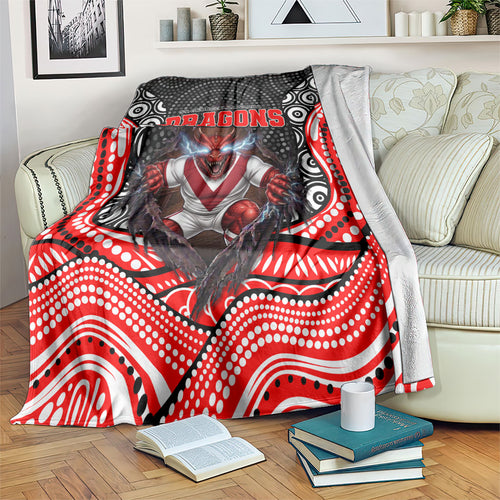 St George Illawarra Dragons Blanket The Scream of Lightning Eyes - Indigenous Dot Ripping Effect