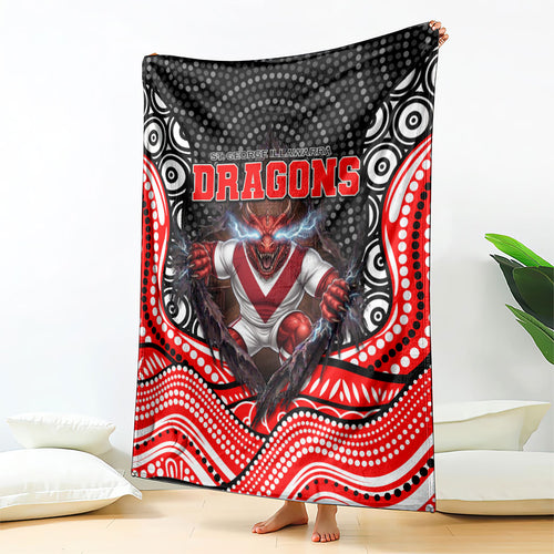 St George Illawarra Dragons Blanket The Scream of Lightning Eyes - Indigenous Dot Ripping Effect
