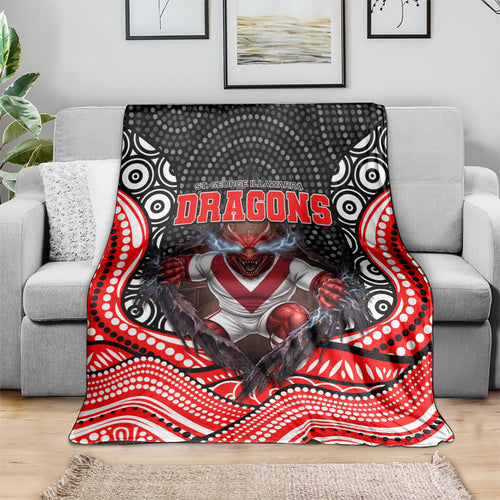 St George Illawarra Dragons Blanket The Scream of Lightning Eyes - Indigenous Dot Ripping Effect